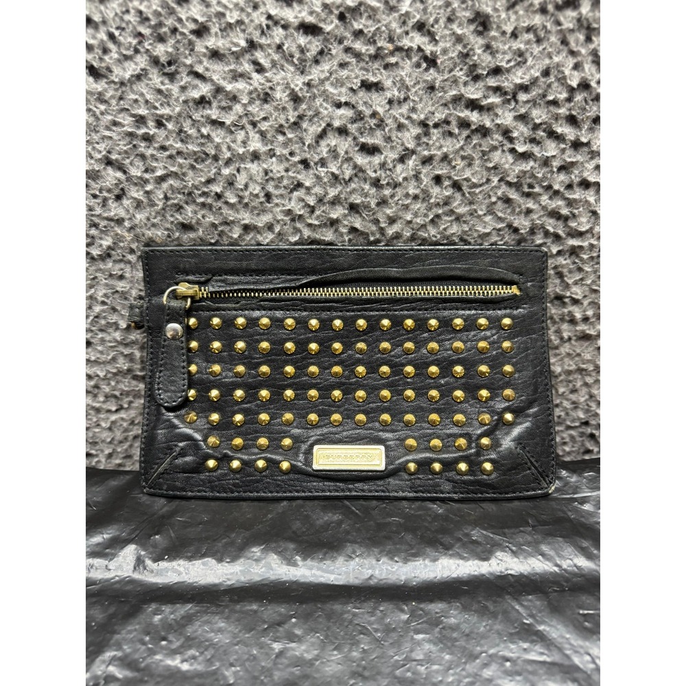 Vintage Burberry Women s Studded Leather Clutch Bag Black ITALBSRL239CAL 8.5 x 5